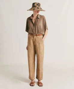 Donne Momonì Bluse E Camicie-Camicia Brooklyn In Jersey Lurex - Fango