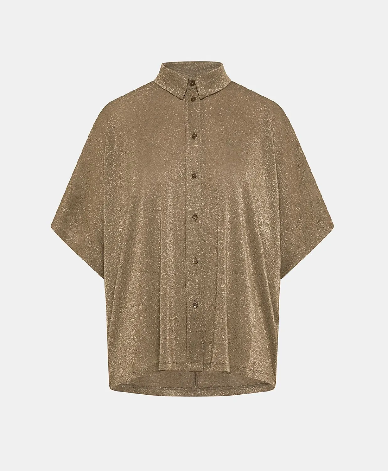 Donne Momonì Bluse E Camicie-Camicia Brooklyn In Jersey Lurex - Fango
