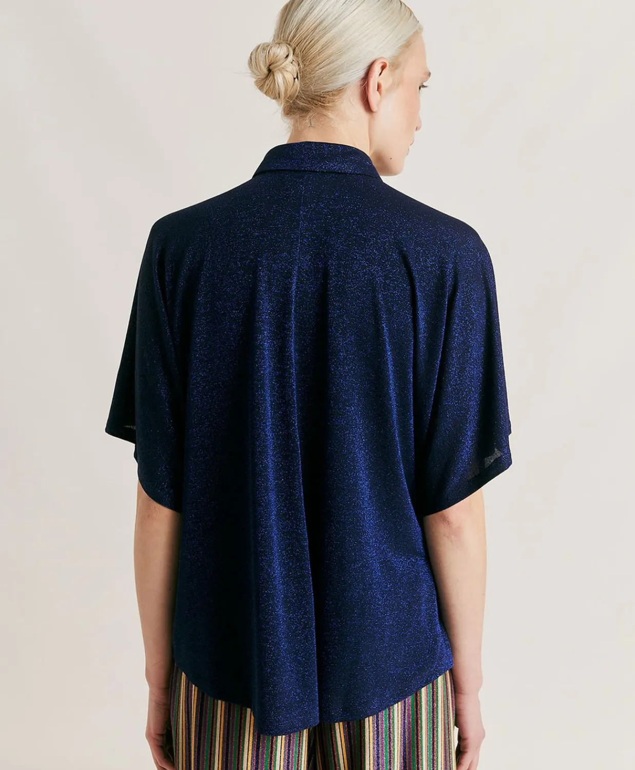 Donne Momonì Bluse E Camicie-Camicia Brooklyn In Jersey Lurex - Bluette