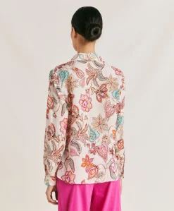 Donne Momonì Bluse E Camicie-Camicia Estreta In Viscosa Lino - Rosa Multicolor