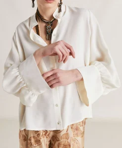 Donne Momonì Completi E Talleur-Camicia Franklin In Acetato Seta - Panna