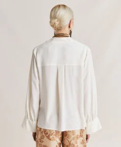 Donne Momonì Completi E Talleur-Camicia Franklin In Acetato Seta - Panna