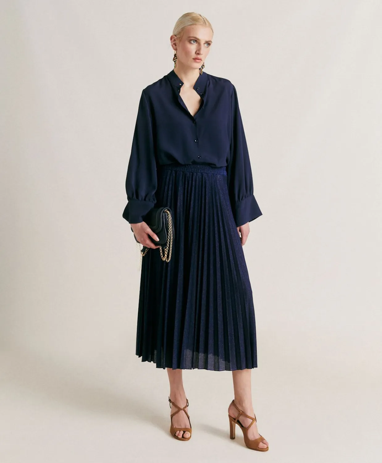 Donne Momonì Bluse E Camicie-Camicia Franklin In Acetato Seta - Blu Notte