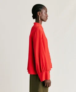 Donne Momonì Bluse E Camicie-Camicia Franklin In Acetato Seta - Azalea