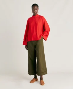 Donne Momonì Bluse E Camicie-Camicia Franklin In Acetato Seta - Azalea
