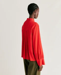 Donne Momonì Bluse E Camicie-Camicia Franklin In Acetato Seta - Azalea