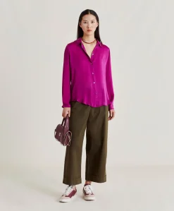 Donne Momonì Bluse E Camicie-Camicia Meudon In Seta Unita - Ciclamino
