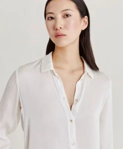 Donne Momonì Bluse E Camicie-Camicia Meudon In Seta Unita - Panna