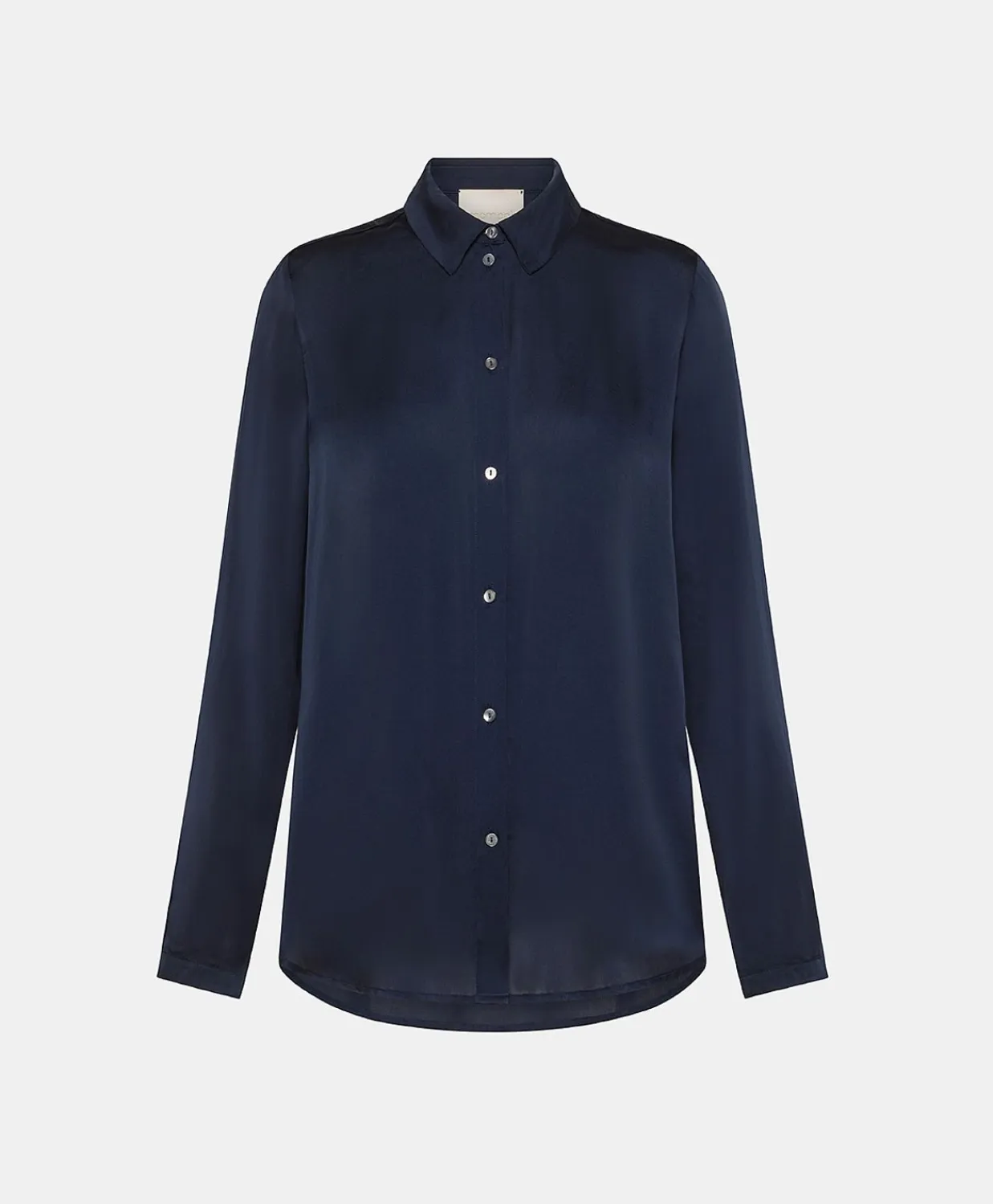 Donne Momonì Bluse E Camicie-Camicia Meudon In Seta Unita - Blu Notte