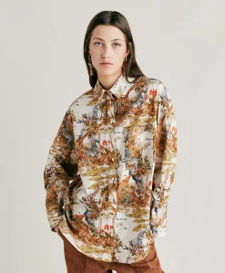 Donne Momonì Completi E Talleur-Camicia Ostina In Popeline - Panna / Multicolor