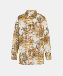 Donne Momonì Completi E Talleur-Camicia Ostina In Popeline - Panna / Multicolor