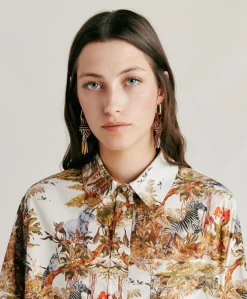 Donne Momonì Completi E Talleur-Camicia Ostina In Popeline - Panna / Multicolor