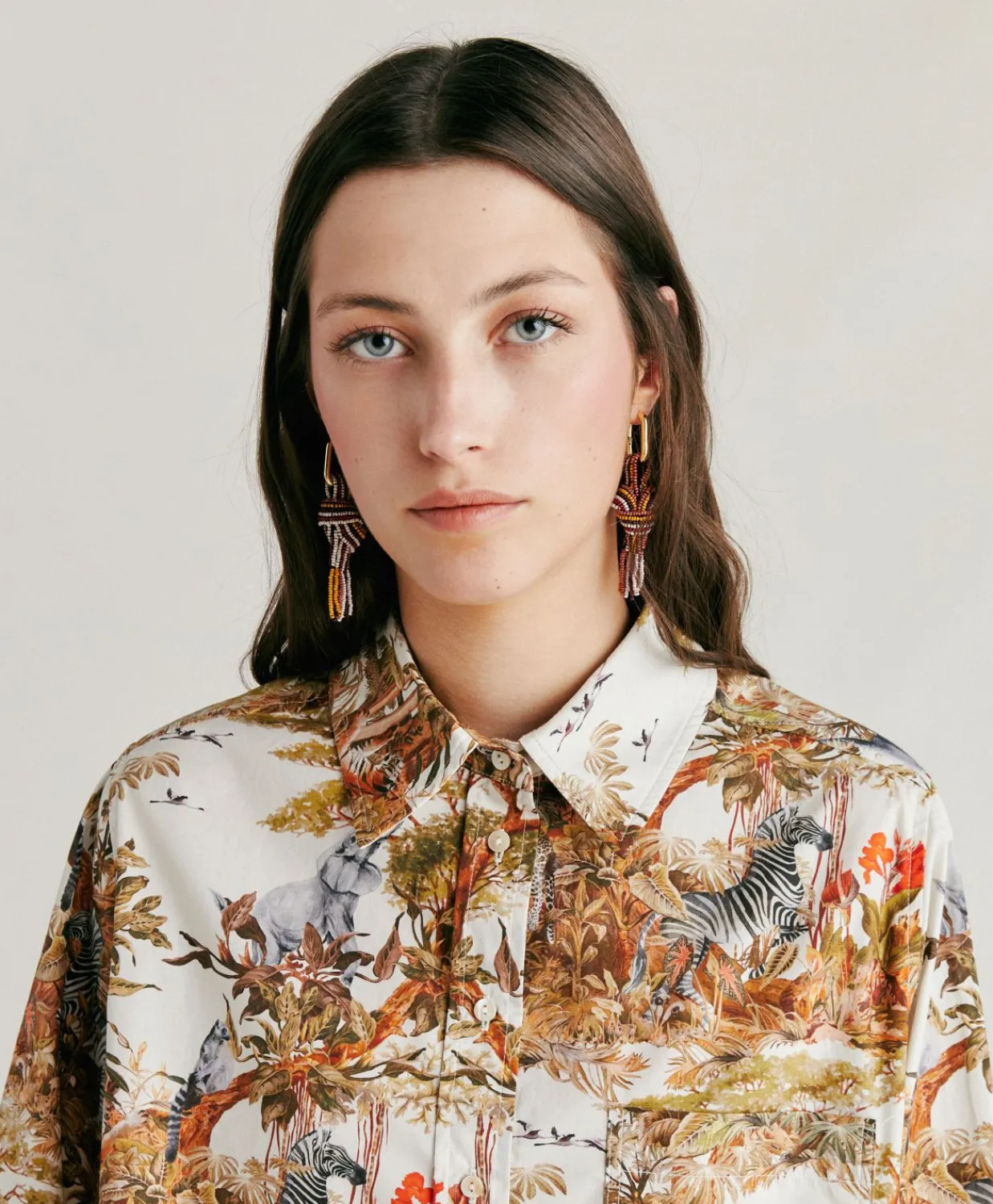 Donne Momonì Completi E Talleur-Camicia Ostina In Popeline - Panna / Multicolor