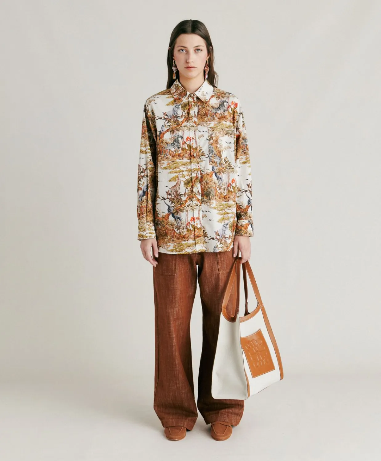 Donne Momonì Completi E Talleur-Camicia Ostina In Popeline - Panna / Multicolor