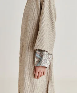 Donne Momonì Trench E Cappotti-Cappotto Calla A Stuoia Lurex - Sabbia Multicolor