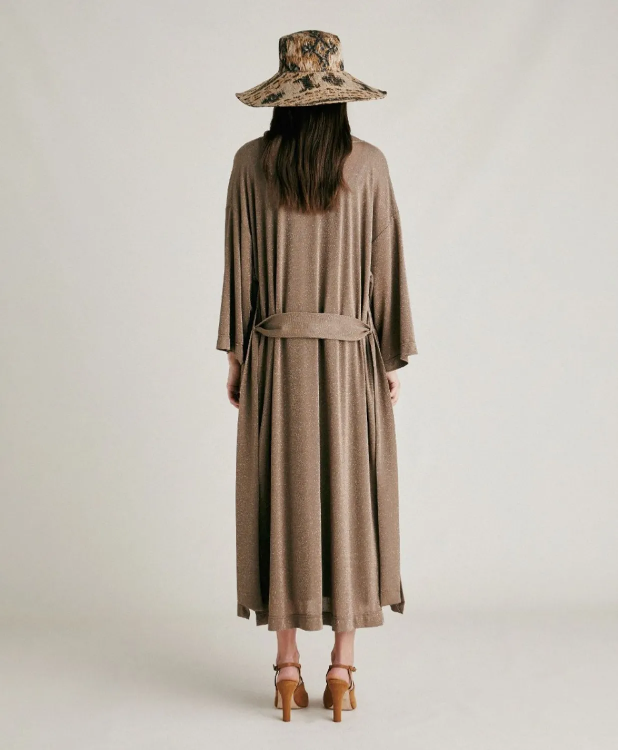 Donne Momonì Trench E Cappotti-Cappotto Calla In Jersey Lurex - Fango
