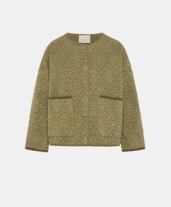 Donne Momonì Trench E Cappotti-Cappotto Ortensia In Twill Trapuntato - Avocado