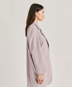 Donne Momonì Trench E Cappotti-Cappotto Pomerania In Lino Cotone - Melanzana