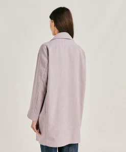 Donne Momonì Trench E Cappotti-Cappotto Pomerania In Lino Cotone - Melanzana