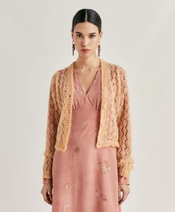 Donne Momonì Maglieria-Cardigan Altea In Soft Mohair - Arancio