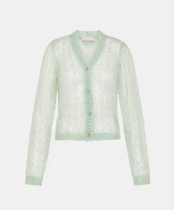 Donne Momonì Maglieria-Cardigan Altea In Soft Mohair - Turchese
