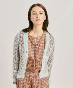 Donne Momonì Maglieria-Cardigan Altea In Soft Mohair - Turchese