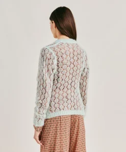 Donne Momonì Maglieria-Cardigan Altea In Soft Mohair - Turchese