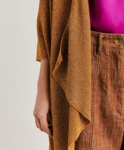 Donne Momonì Maglieria-Cardigan Divina Perlata Lurex - Caramello