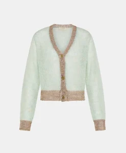 Donne Momonì Maglieria-Cardigan Dream In Soft Mohair - Turchese