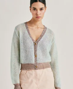Donne Momonì Maglieria-Cardigan Dream In Soft Mohair - Turchese