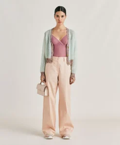 Donne Momonì Maglieria-Cardigan Dream In Soft Mohair - Turchese