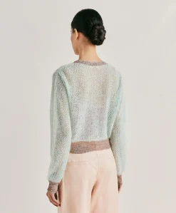 Donne Momonì Maglieria-Cardigan Dream In Soft Mohair - Turchese