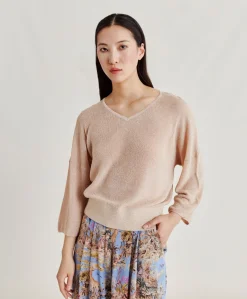 Donne Momonì Maglieria-Cardigan Fresno Perlata Lurex - Cipria