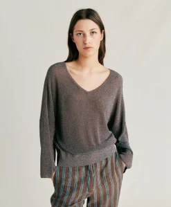 Donne Momonì Maglieria-Cardigan Fresno Perlata Lurex - Corteccia