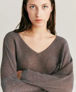 Donne Momonì Maglieria-Cardigan Fresno Perlata Lurex - Corteccia