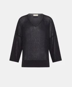 Donne Momonì Maglieria-Cardigan Fresno Perlata Lurex - Blu Notte