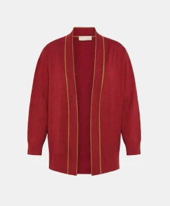 Donne Momonì Maglieria-Cardigan Sandy In Lino Elasticizzato - Bordeaux