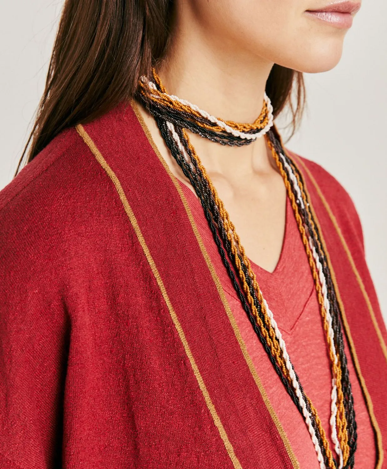 Donne Momonì Maglieria-Cardigan Sandy In Lino Elasticizzato - Bordeaux