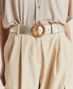 Donne Momonì Cinture-Cintura Adah In Pelle - Oro Chiaro