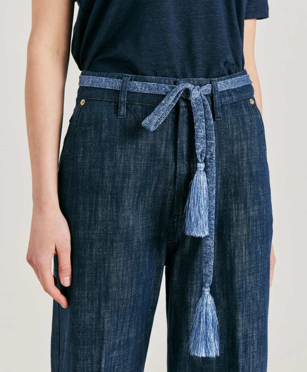 Donne Momonì Cinture-Cintura Ontano Con Nappina In Lurex - Ceruleo
