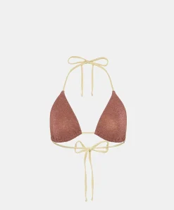 Donne Momonì Costumi Da Bagno-Costume Marine A Triangolo In Jersey Lurex - Terracotta/Acido