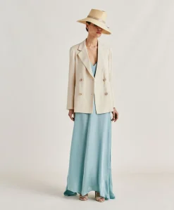 Donne Momonì Giacche-Giacca Clair In Viscosa Lino Elegante - Crema