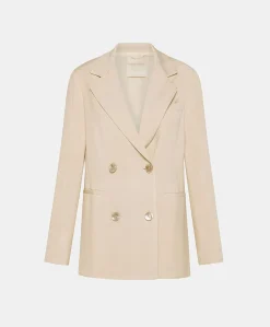 Donne Momonì Giacche-Giacca Clair In Viscosa Lino Elegante - Crema