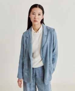 Donne Momonì Completi E Talleur-Giacca Dayton In Cupro Jacquard - Cielo