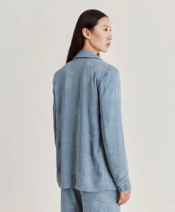 Donne Momonì Completi E Talleur-Giacca Dayton In Cupro Jacquard - Cielo