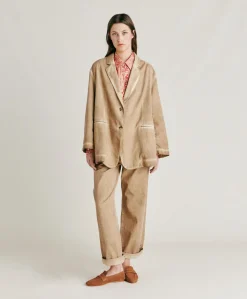 Donne Momonì Completi E Talleur-Giacca Edith In Gabardina - Sabbia