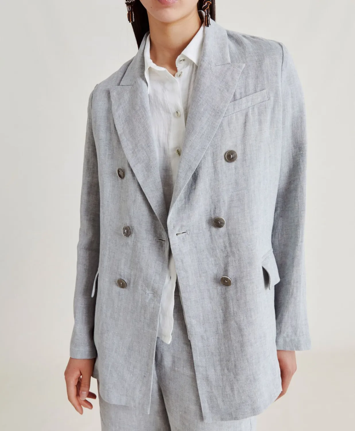 Donne Momonì Completi E Talleur-Giacca Lilia In Lino Lurex - Grigio