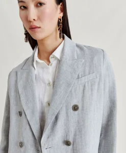Donne Momonì Completi E Talleur-Giacca Lilia In Lino Lurex - Grigio