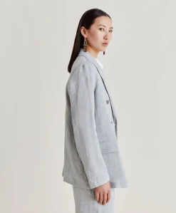 Donne Momonì Completi E Talleur-Giacca Lilia In Lino Lurex - Grigio