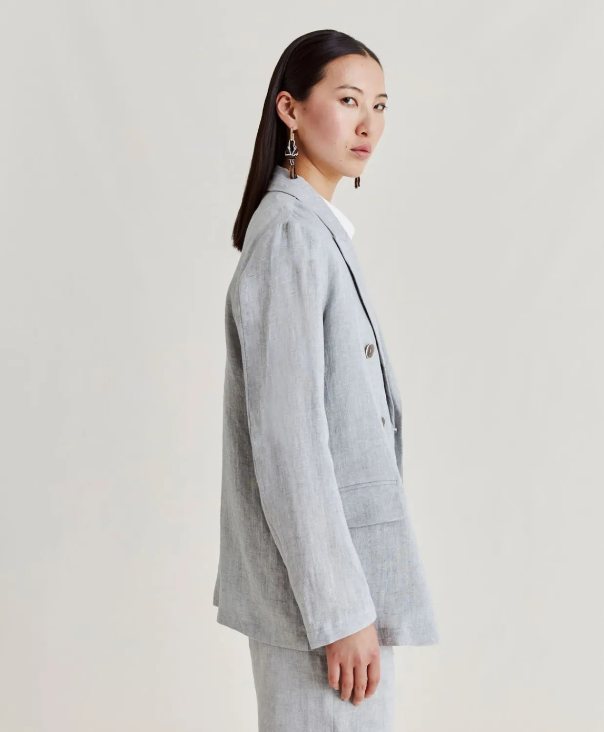 Donne Momonì Completi E Talleur-Giacca Lilia In Lino Lurex - Grigio